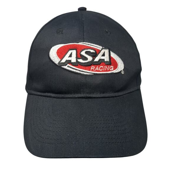 ASA Racing Strapback Baseball Cap Black OS Classic Cut Adjustable UltraClub - Picture 1 of 9